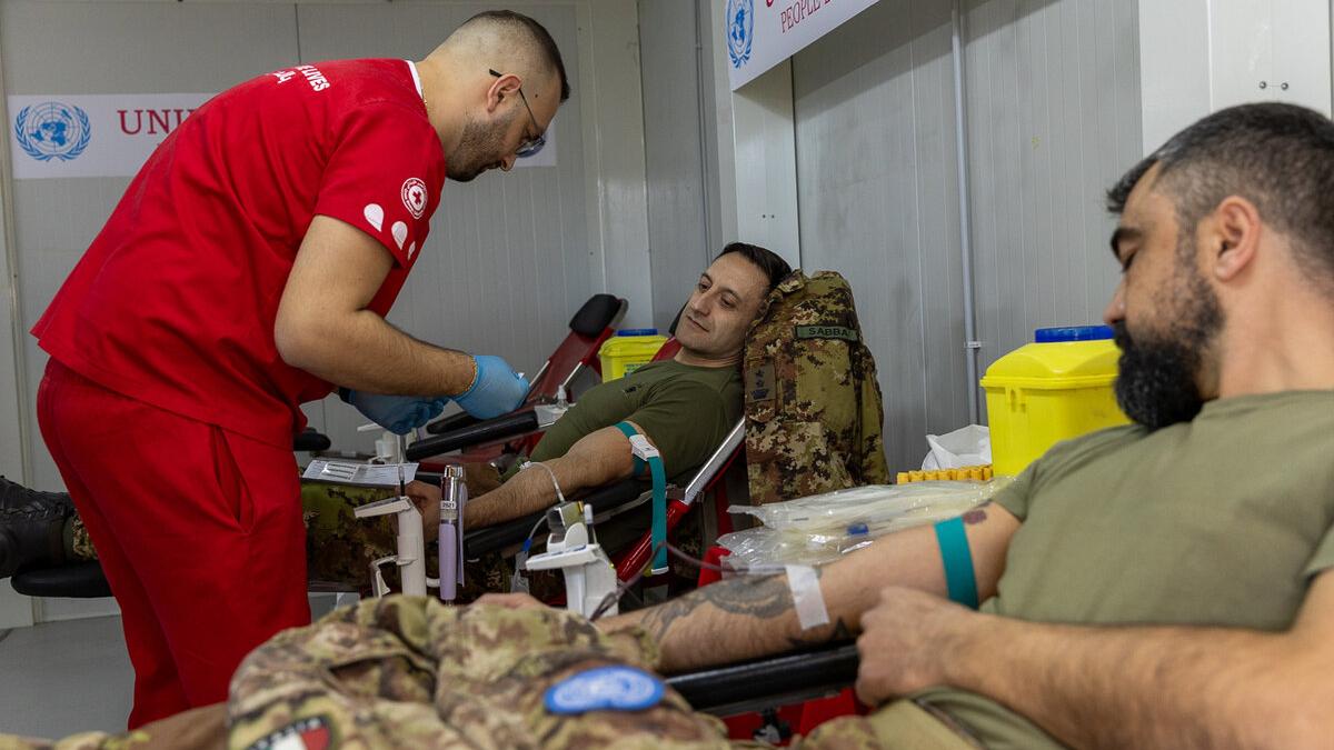 UNIFIL peacekeepers from Italy, Poland, Ireland, France and Latvia donated blood, which is essential for saving lives.