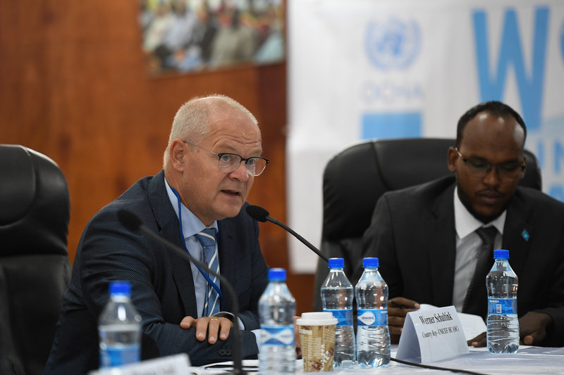 Werner Schultink, the UNICEF Country Representative in Somalia, speaks during an event to mark the World Humanitarian Day on 19 August 2019 in Mogadishu, Somalia. UN Photo / Omar Abdisalan