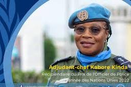 Chief Warrant Officer Alizéta Kabore Kinda of Burkina Faso is the 2022 United Nations Woman Police Officer of the Year.