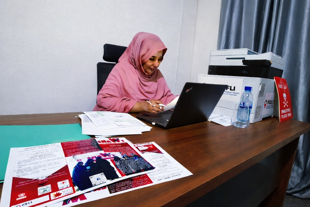a woman working in front of a laptop